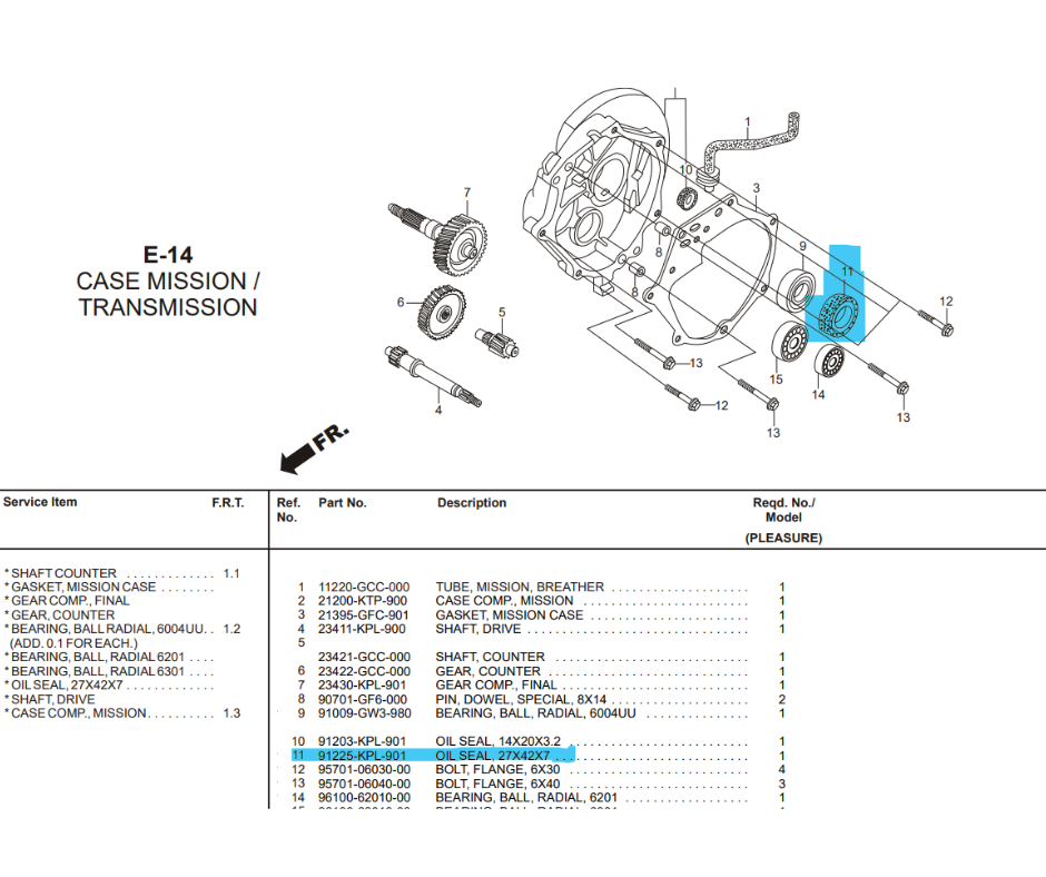 Hero Pleasure Transmission Oil Seal 27X42X7mm