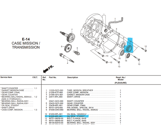 Hero Pleasure Transmission Oil Seal 27X42X7mm