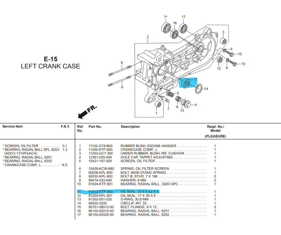 Hero Pleasure Left Crank Case Oil Seal 20.8X52X6
