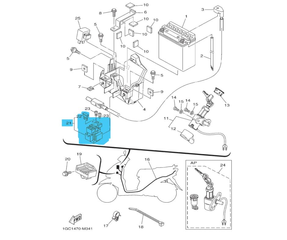 Yamaha Ray Self Starter Relay Assembly