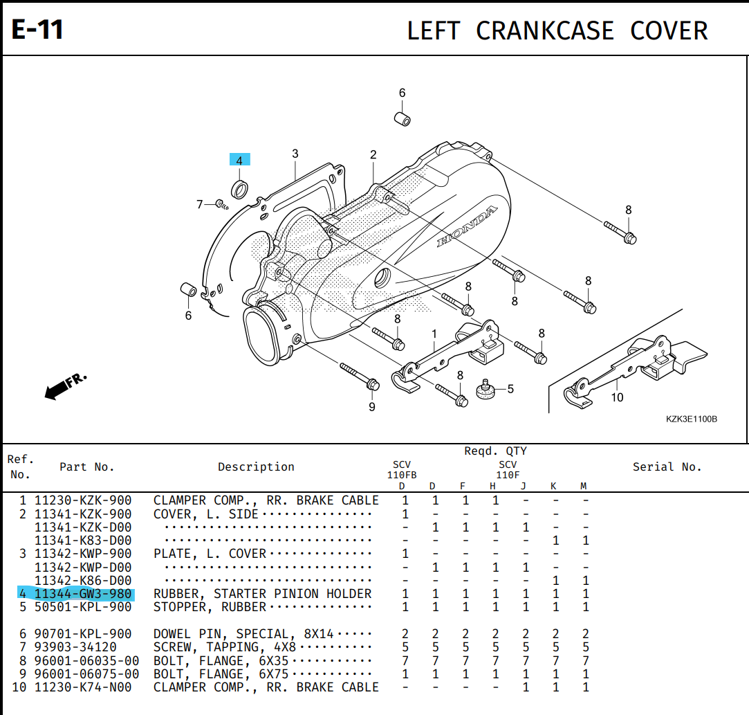 RUBBER, STARTER PINION HOLDER